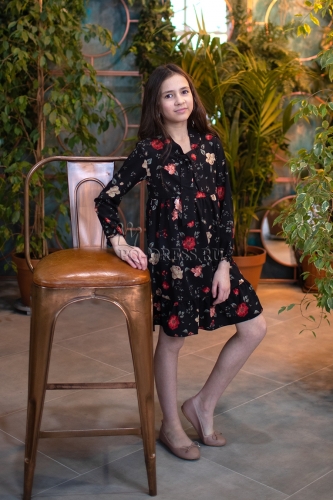 Платье арт.СА-201 "Завязки", цвет: черный/розы