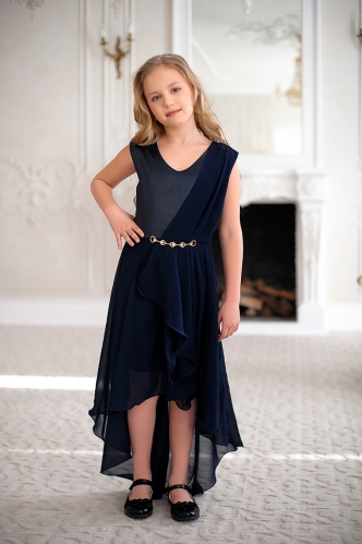 Платье нарядное для девочки арт. ИР-1711, цвет темно-синий