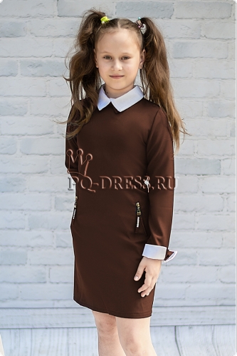 Школа | Платье школьное "Офис", цвет коричневый