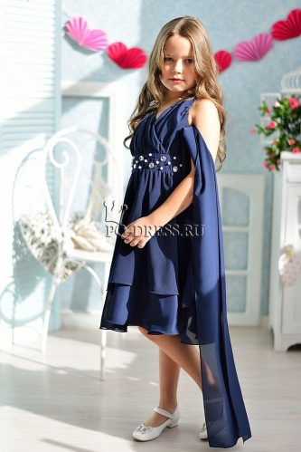 Платье нарядное для девочки арт. ИР-1409, цвет темно-синий