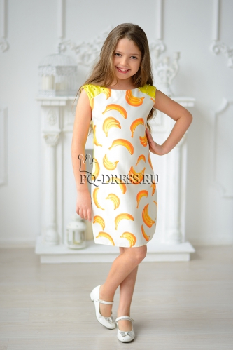 Платье нарядное для девочки арт. ИР-1710, цвет желтый/бананы