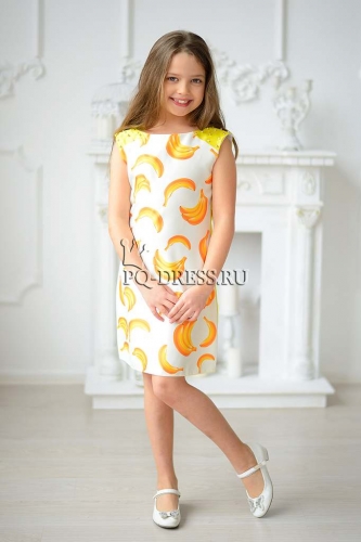 Платье нарядное для девочки арт. ИР-1710, цвет желтый/бананы