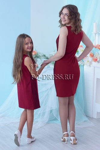 Костюм Двойка (Платье+Кардиган) 44-50, цвет бордо