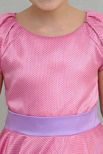 Платье нарядное для девочки арт. ИР-1803, цвет розовый в горошек/сирень