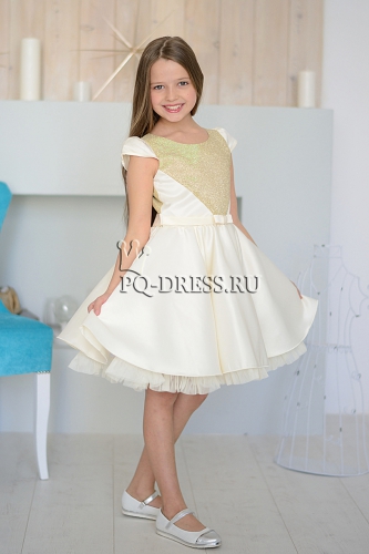 Платье нарядное арт.ГБ-4, тафта/люрекс, цвет ваниль
