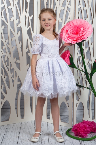 Платье нарядное для девочки "Фонарик", цвет белый