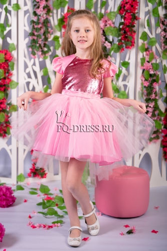 Платье нарядное для девочки арт. ИР-1823, пайетки, цвет розовый