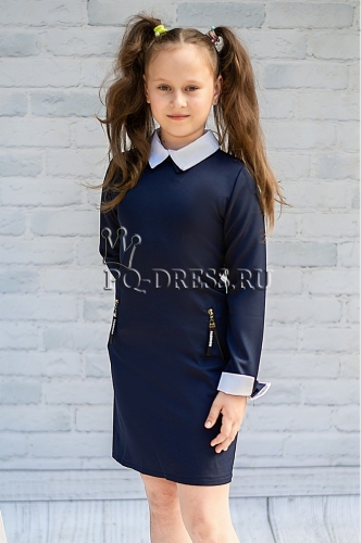 Платье школьное "Офис", цвет темно-синий