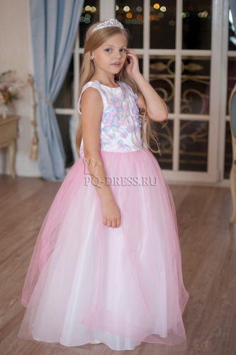 Платье "Фея", цвет белый с розовым