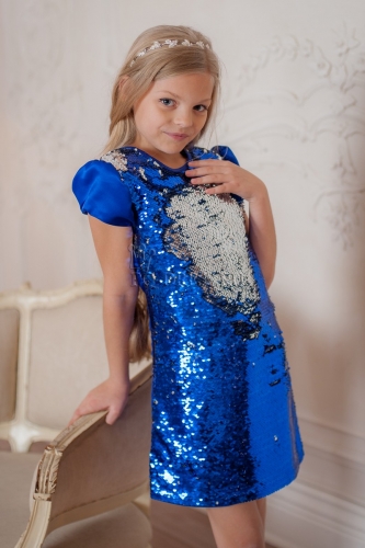 Платье со съемной юбкой арт.Ир-1705, цвет электрик/серебро