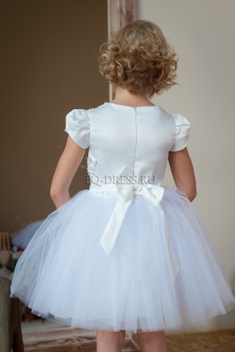 Платье нарядное для девочки арт. В-61, цвет белый/розовый