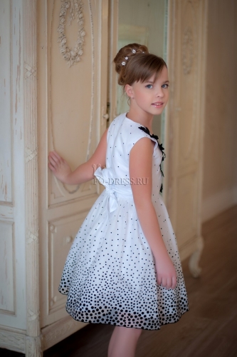 Платье нарядное для девочки арт. ИР-1934, цвет белый/черный