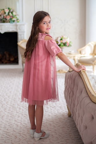 Платье нарядное для девочки арт.2012, цвет пудра