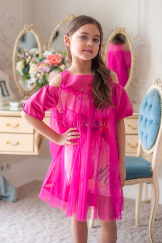 Платье нарядное для девочки арт.2012, цвет малина