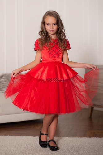 Платье нарядное для девочки арт. ИР-1806, цвет красный