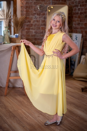 Платье нарядное для девочки арт. ИР-1701, цвет желтый