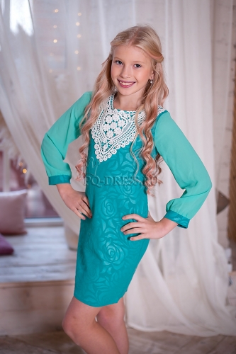 Платье нарядное для девочки арт. ИР-1408-Кружево, цвет мята