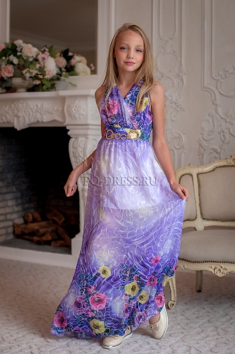 Платье нарядное для девочки арт. ИР-1410, цвет цветы/сирень