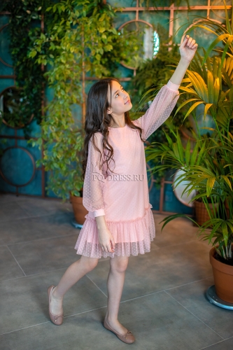 Платье нарядное арт.ОК-2122. цвет розовый персик