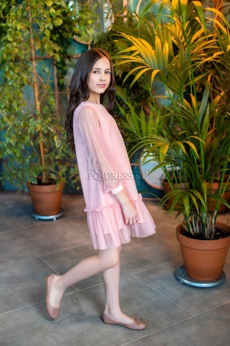 Платье нарядное арт.ОК-2122. цвет розовый персик