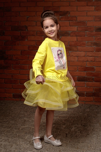 Комплект: юбка и толстовка, арт.0213/2024, цвет желтый