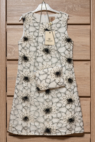 Платье с сумочкой, арт.22313, цвет молочно-белый