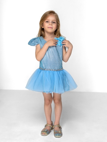 Платье нарядное для девочки Люрекс, цвет голубой
