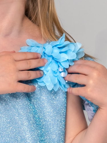 Платье нарядное для девочки Люрекс, цвет голубой