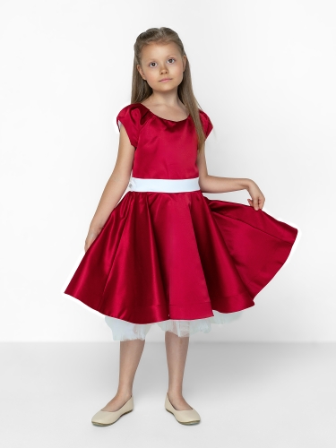 Платье нарядное для девочки арт. ИР-1803, цвет бордо/белый