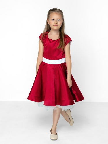 Платье нарядное для девочки арт. ИР-1803, цвет бордо/белый