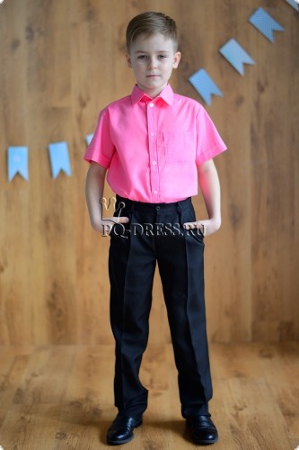 Рубашки | Рубашка короткий рукав, хлопок, цвет розовый