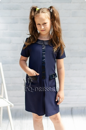 Школа | Платье школьное с накладными карманами, цвет синий