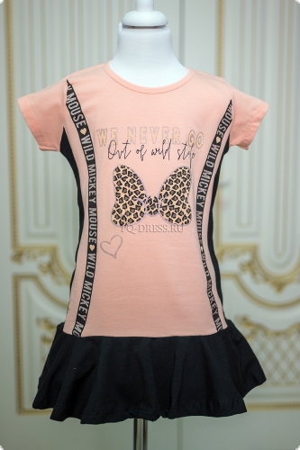 Туники для девочек | Платье-туника "Бантик", цвет персик
