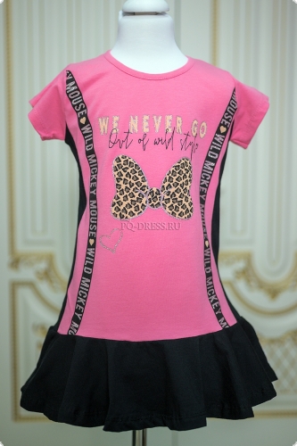 Туники для девочек | Платье-туника "Бантик", цвет розовый